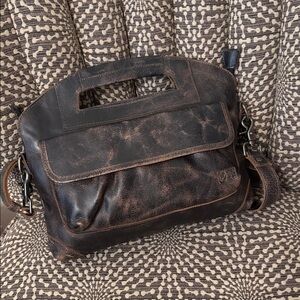 Bed Stu Greenway Leather Crossbody Top Handle Bag Distressed Design Black Lux